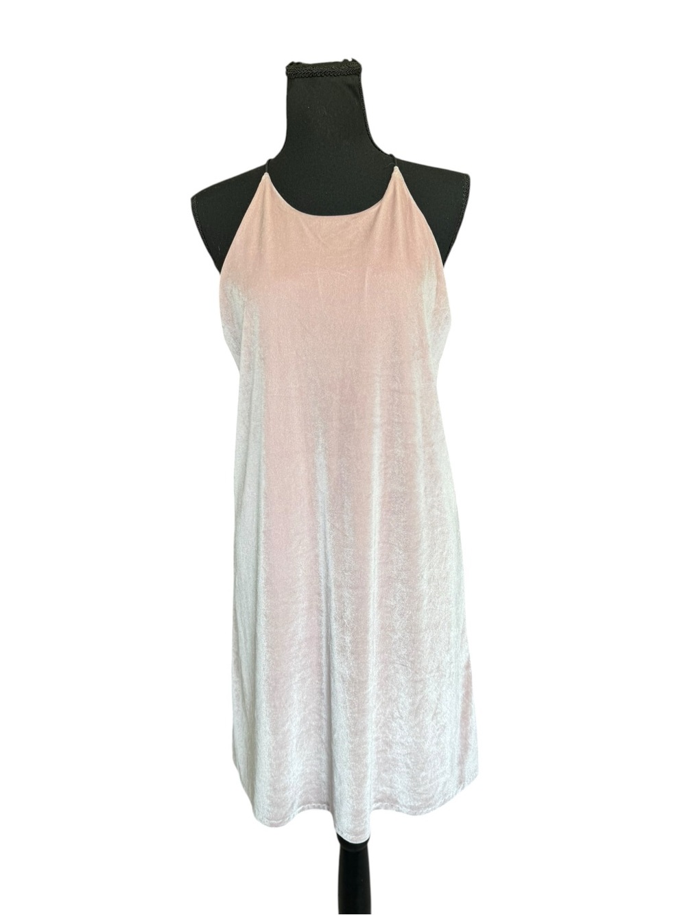 AQUA Blush Pink Velvet Halter Mini Dress Size L Y2K Party Cocktail Indie Sleeze
